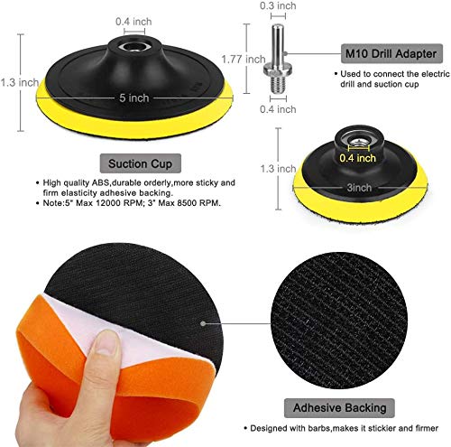 JERN Buffing and Polishing Pad Kit with M14 Drill Adapter