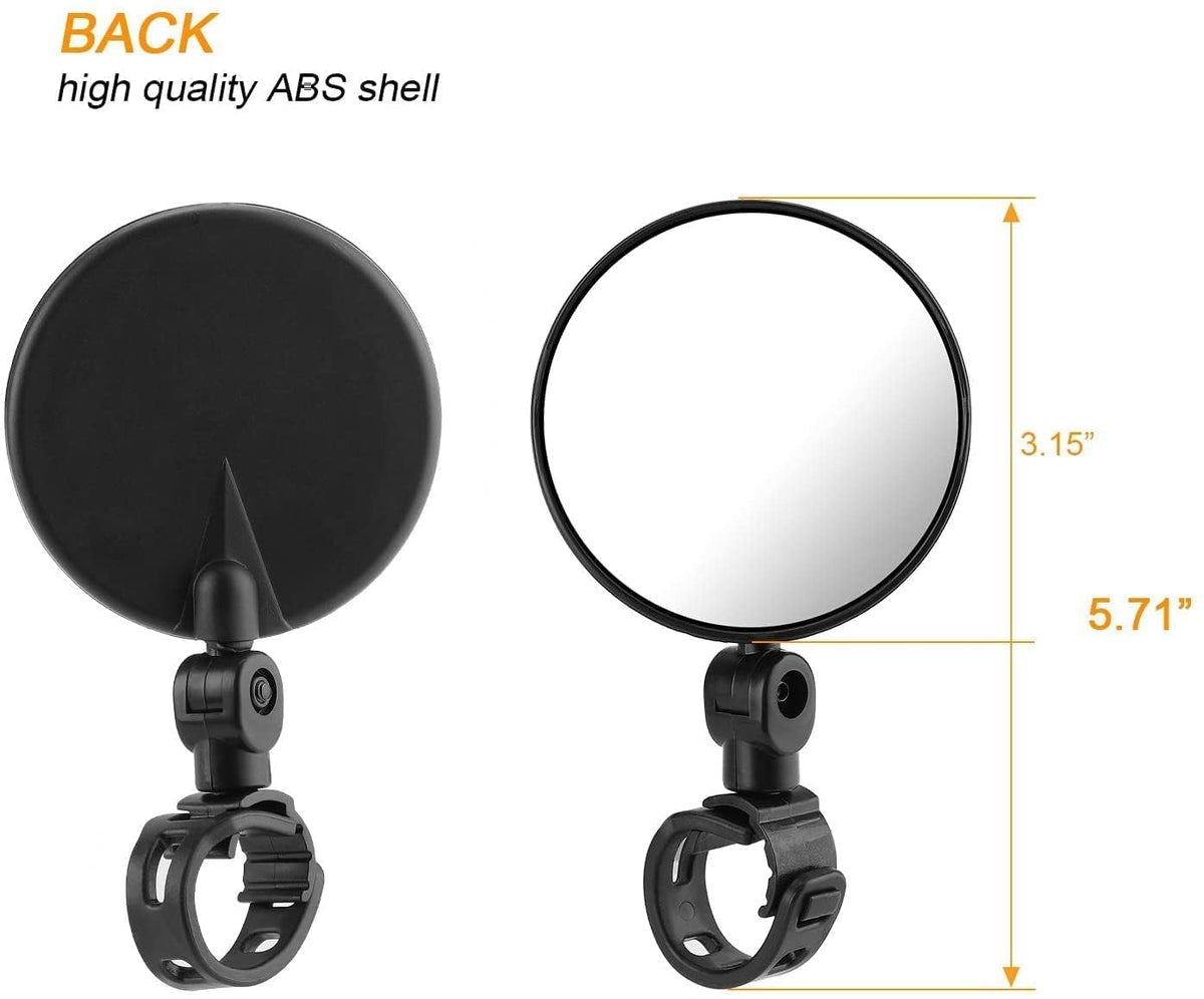 JERN 360° Rotary Cycling Bicycle Convex Glass Rearview Mirror 2-Pack