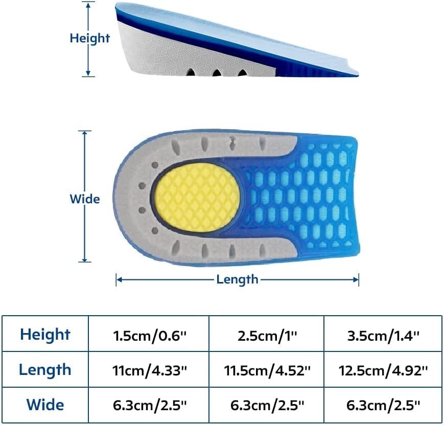 JERN Unisex Invisible Gel Heel Lift Height Increase Insoles