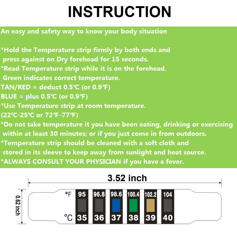 JERN Forehead Strip Thermometer Indicator for Kids Pack of 5