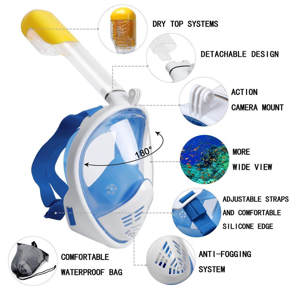 JERN 180° Panoramic Full Face Snorkel Mask