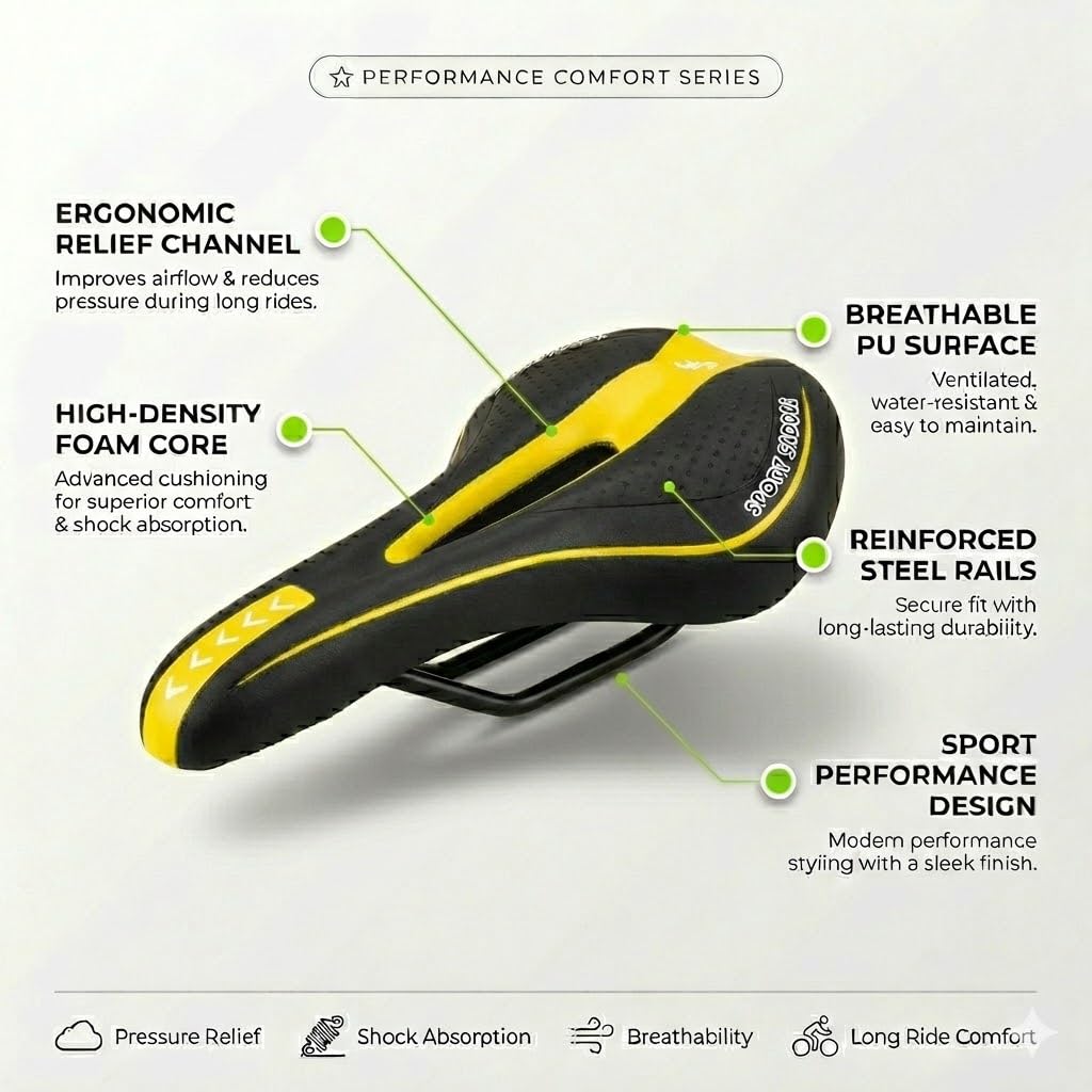 JERN Ergonomic Memory Foam Bicycle Saddle with Airflow Vent
