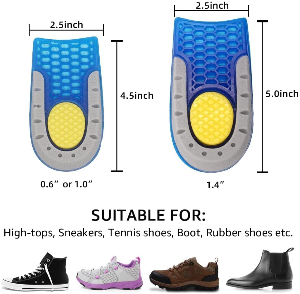 JERN Unisex Invisible Gel Heel Lift Height Increase Insoles