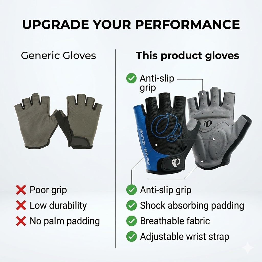 JERN Unisex Padded Fingerless Workout Gloves