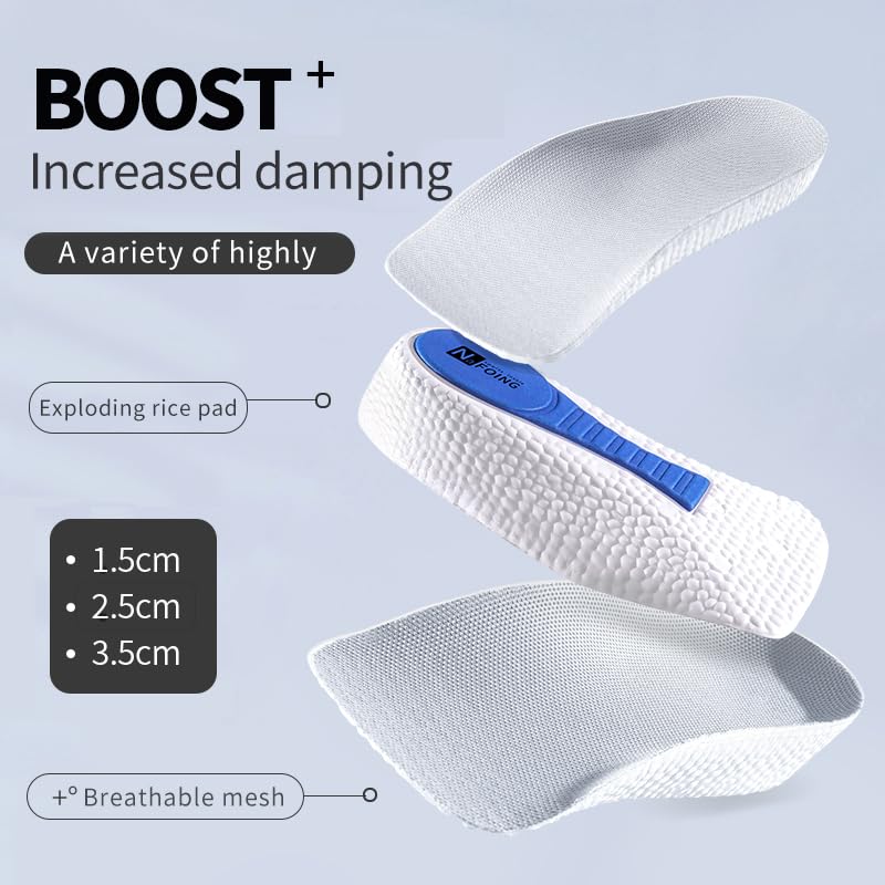 JERN Unisex 1 Inch Invisible Heel Lift Height Increase Insoles