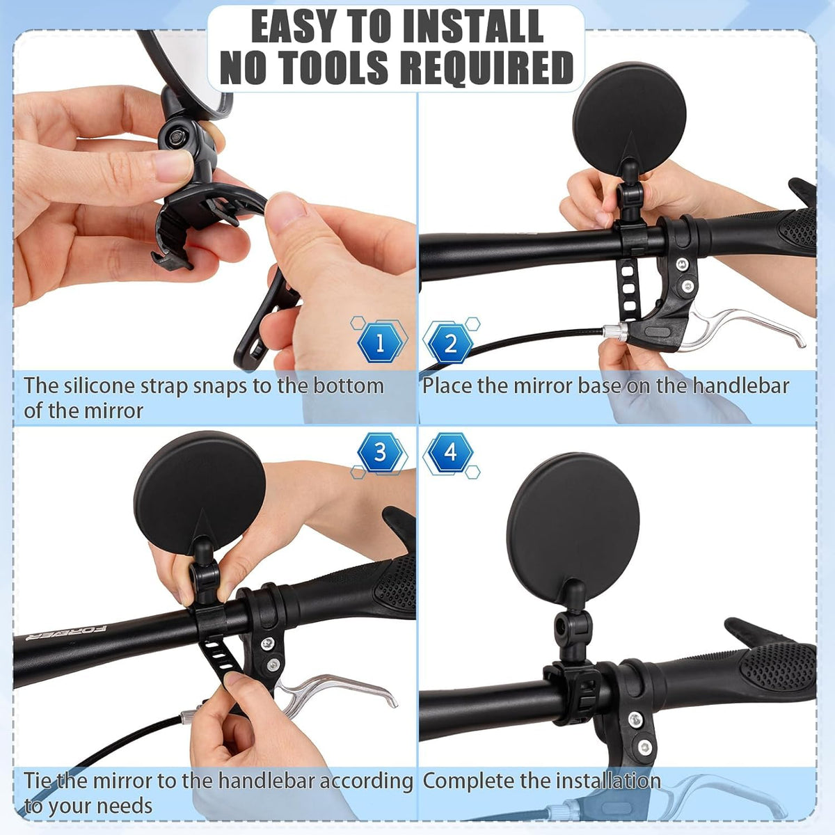 JERN 360° Rotary Cycling Bicycle Convex Glass Rearview Mirror 2-Pack