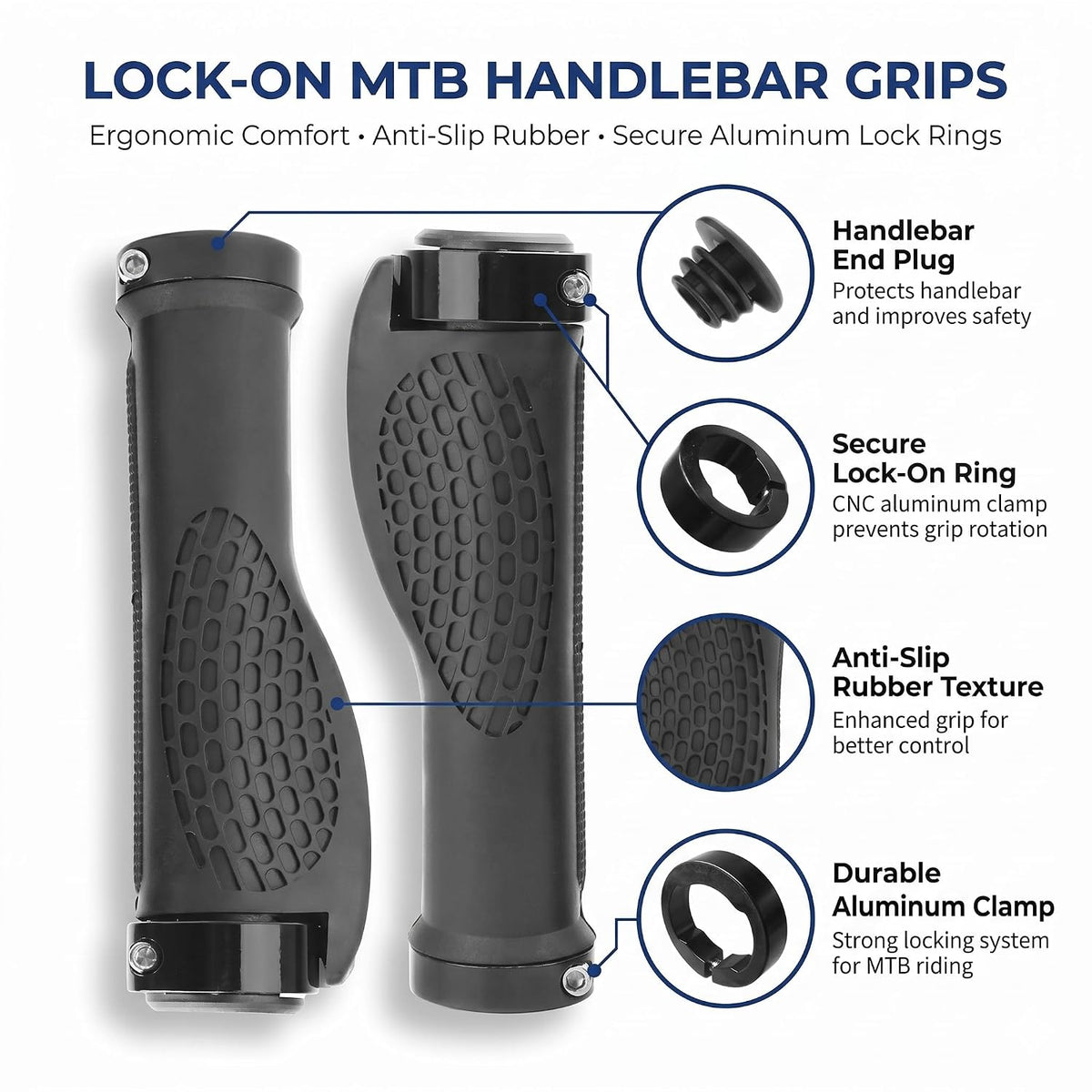 JERN MTB Lock-On Handlebar Grips for Mountain Bicycle