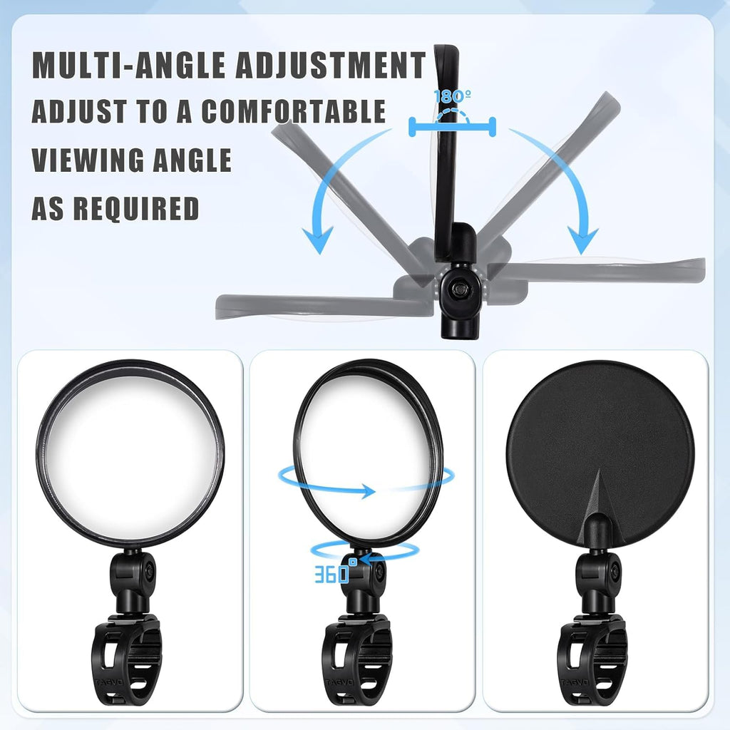 JERN 360° Rotary Cycling Bicycle Convex Glass Rearview Mirror 2-Pack