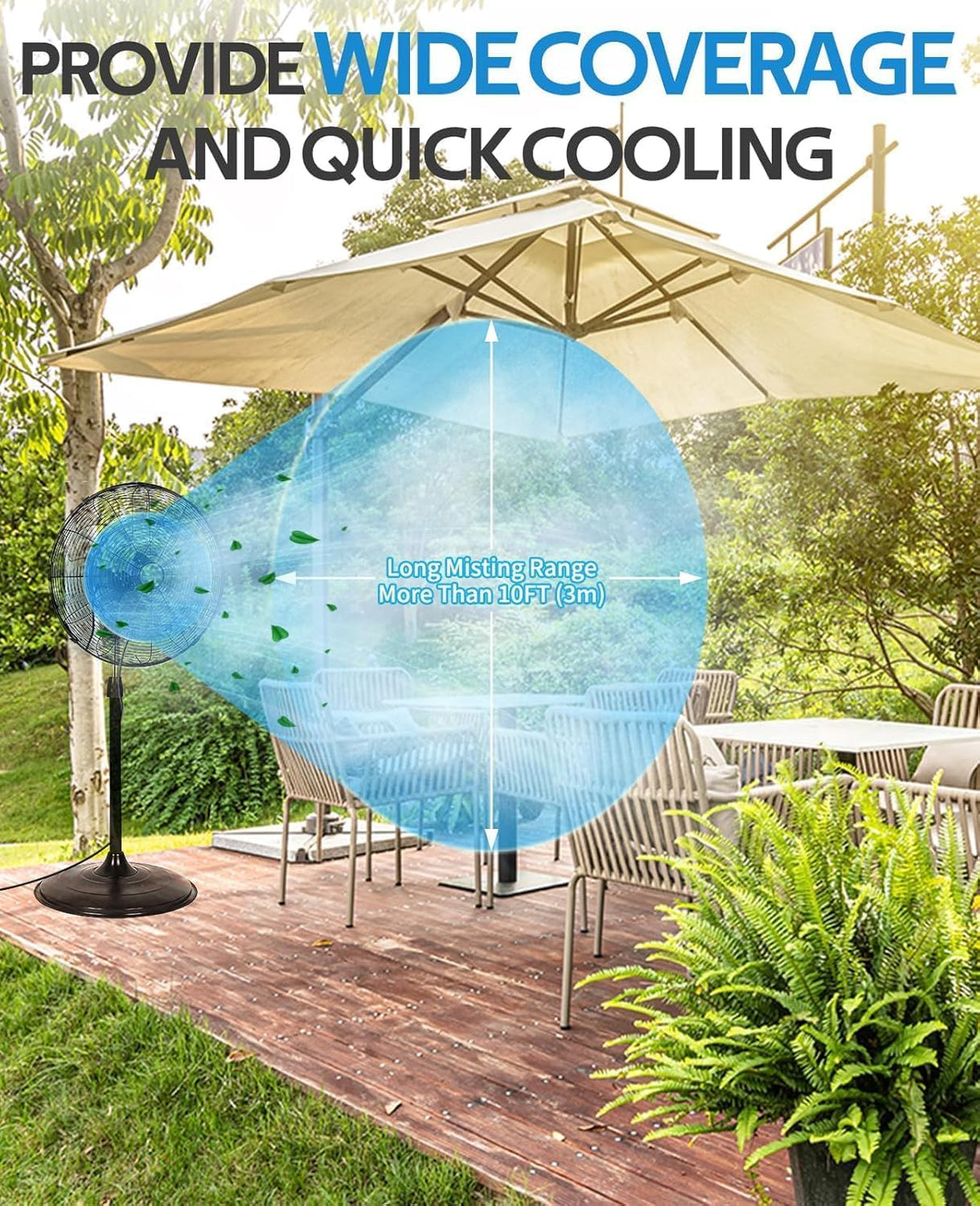 JERN Fan Misting Kit Outdoor Cooling System 19.7ft Line