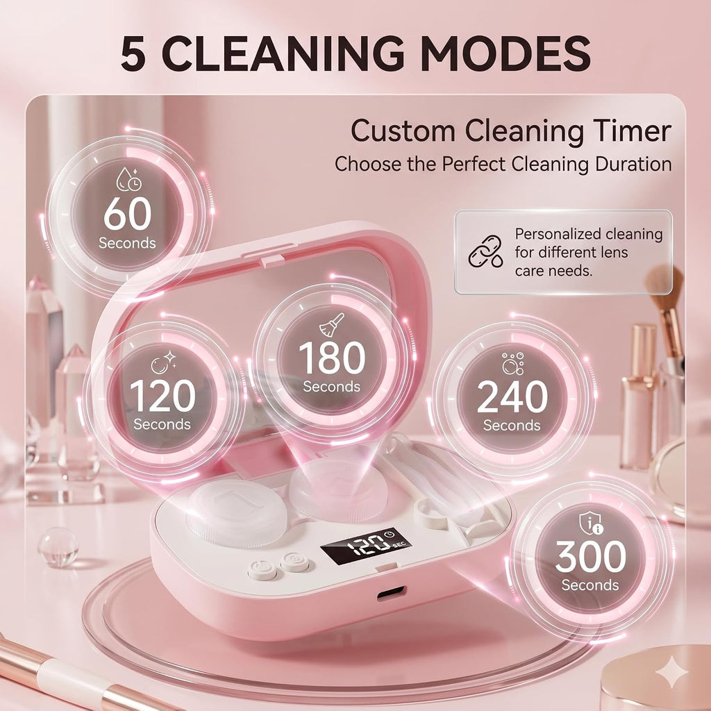 JERN Ultrasonic Contact Lens Cleaner Case with LED Display