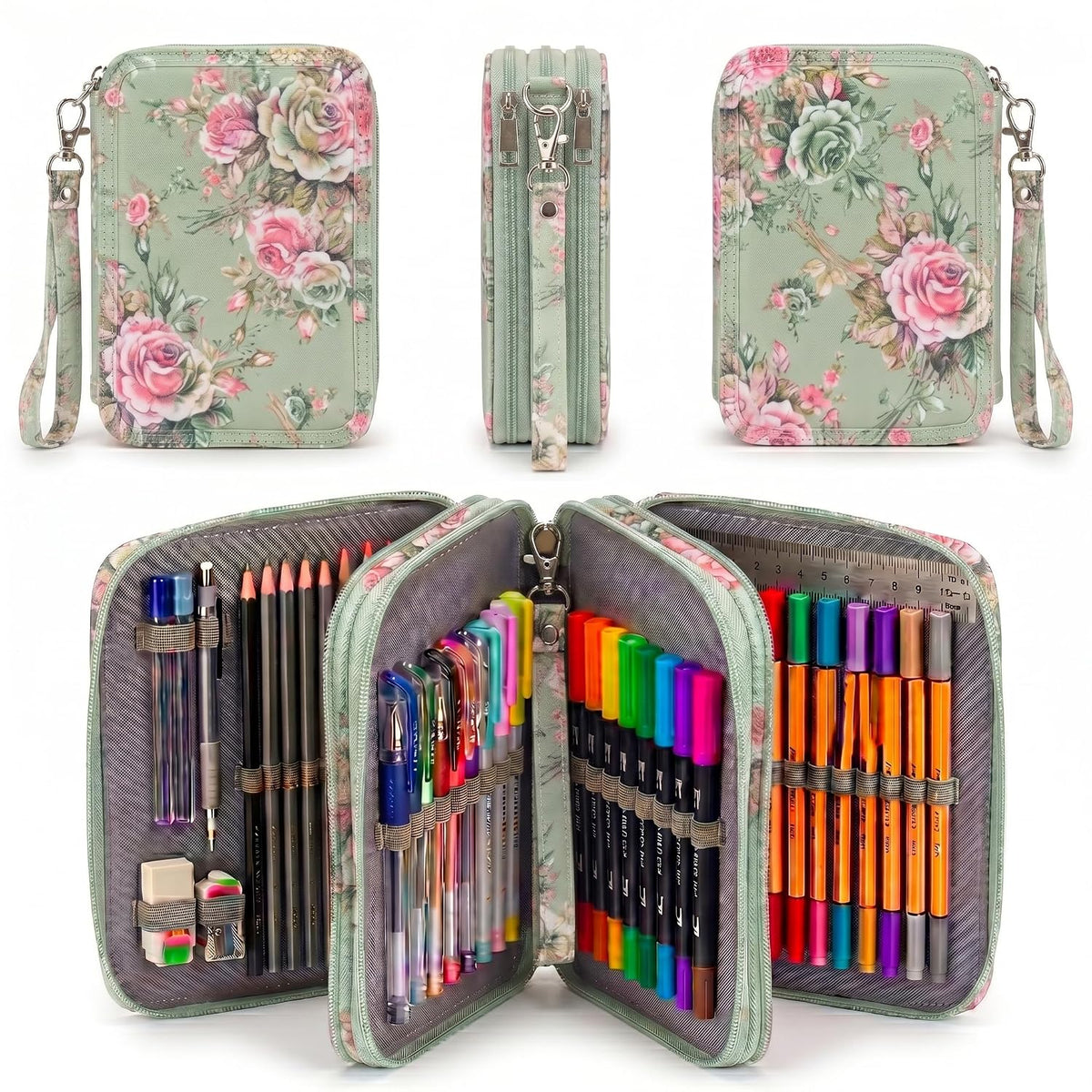 JERN 78 Slots 3 Layer Zipper Pencil Case