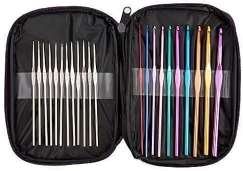 JERN® Aluminium Crochet Hooks Knitting Needles Set with Case (Multicolour) -22 Pieces